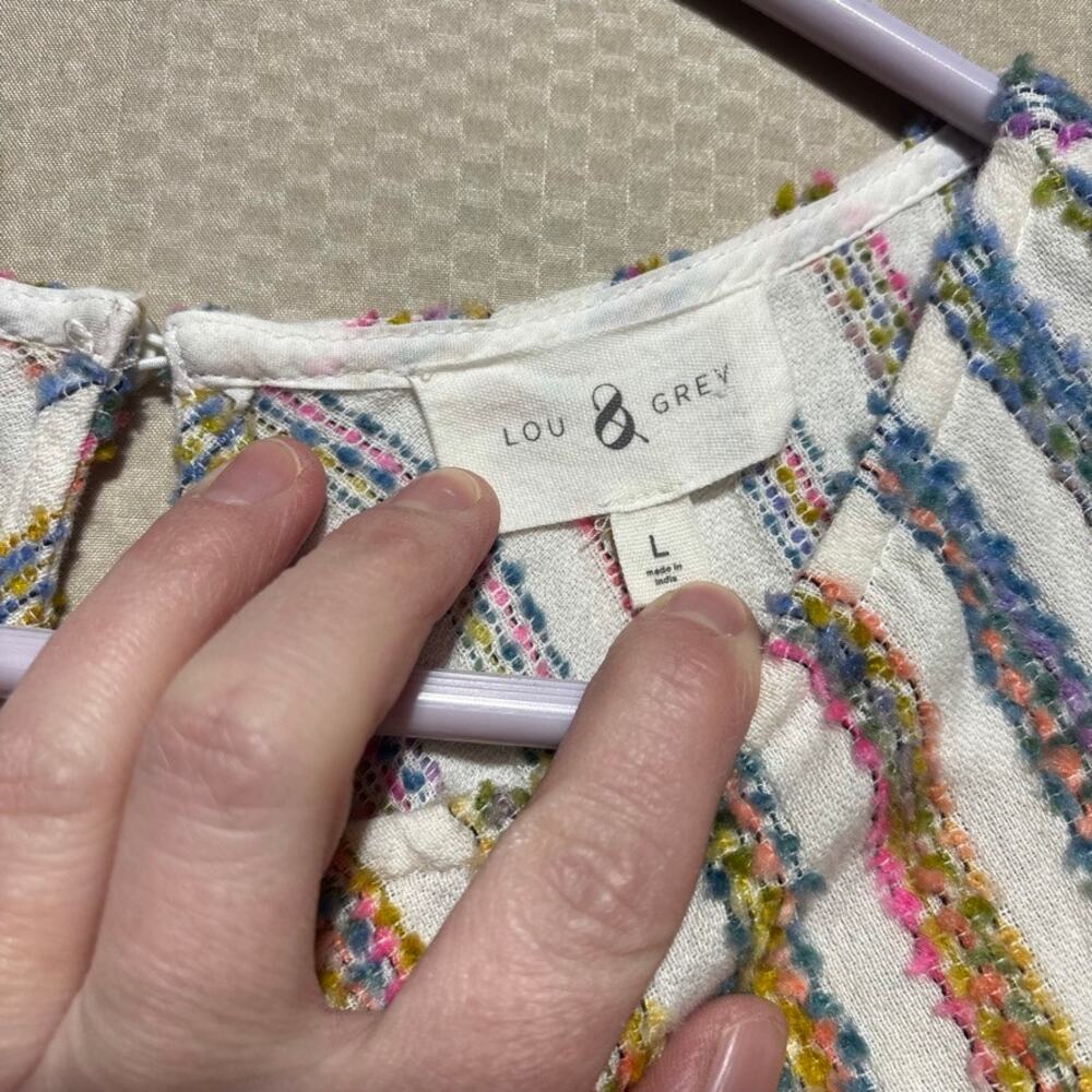 Lou & Grey Multicolor Rainbow Striped Shift Dress Size 8 Sleeveless Textured - Picture 3 of 8